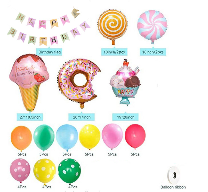 Children Balloon Garland Arch Kit Ice Cream Moon Shape Kid for Birthday Party