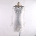 Short Prom Dress Boat Neck Long Sleeves Birthday Party Lace Pack Hip Costumes Cocktail Dresses Sexy Slim Vestido De Encaje