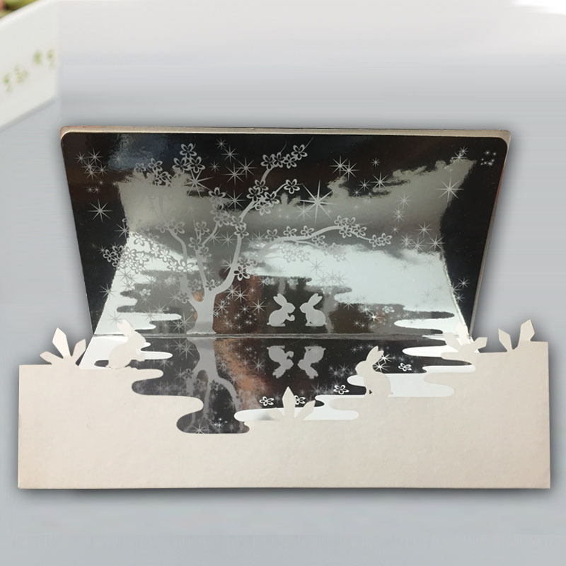 Creative Dream Mirror Greeting Cards Birthday New Year Thanksgiving Day Card With Envelope Christmas Reflection Reindeer Gift