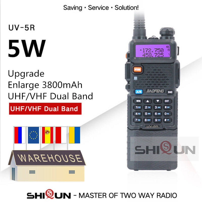 2PCS Baofeng UV-5R Walkie Talkie 3800mAh 5W Battery Dual Display Dual Band Baofeng UV5R Portable 5W UHF VHF Two Way Radios UV 5R