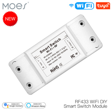 RF433 WiFi DIY Smart Switch Module RF433 Remote Control for Smart Automation Smart Life/Tuya Work with Alexa and Google Home