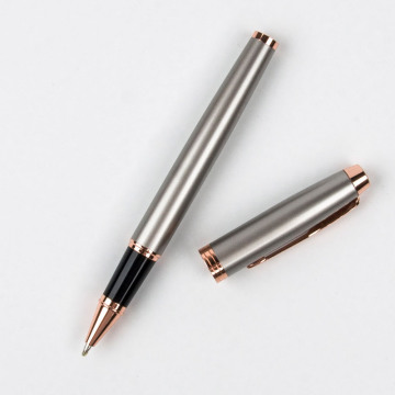 Rose Gold Clip Rollerball Pen Black White Grey 0.5mm Black Ink Business Office Metal Signature Pens for Gift with Pen Case