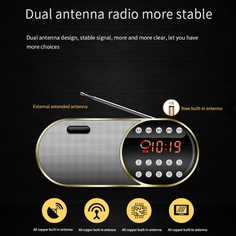 Fm Radio Rechargeable Walkman with Plug-in Card Home Led Digital Display Radio