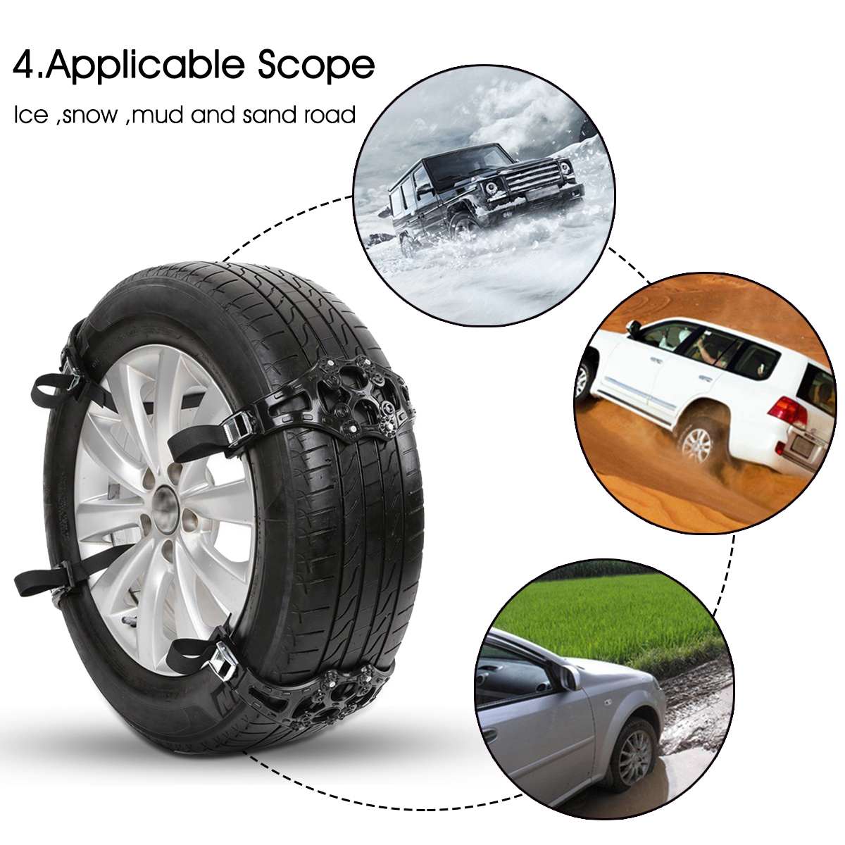Car Tire Snow Chains Tire Chain Adjustable Anti-skid Safety Double Snap Skid Wheel TPU Chains Winter Truck Bus Lorry Off-road