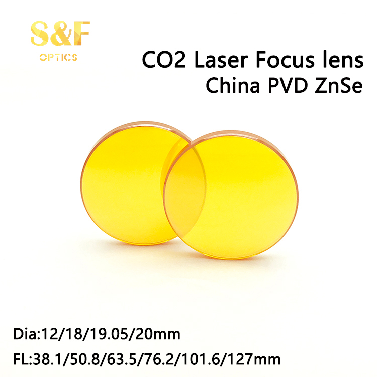 China PVD Znse CO2 laser focus lens Dia. 12 18 19.05 20 mm FL 1.5 2 2.5 3 4 5 inch for laser cutting machine