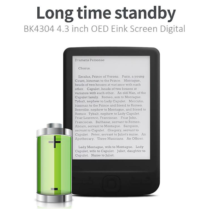 4.3 Inch E-Ink Ebook Reader 800X600 Ereader Electronic Paper Book with Front Light PU Cover(8G)