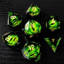 BESCON Dragon's Eye Sharp Edged Polyhedral Dice Set of 7, Handmade Dragon's Eye Dice for Role Playing Game