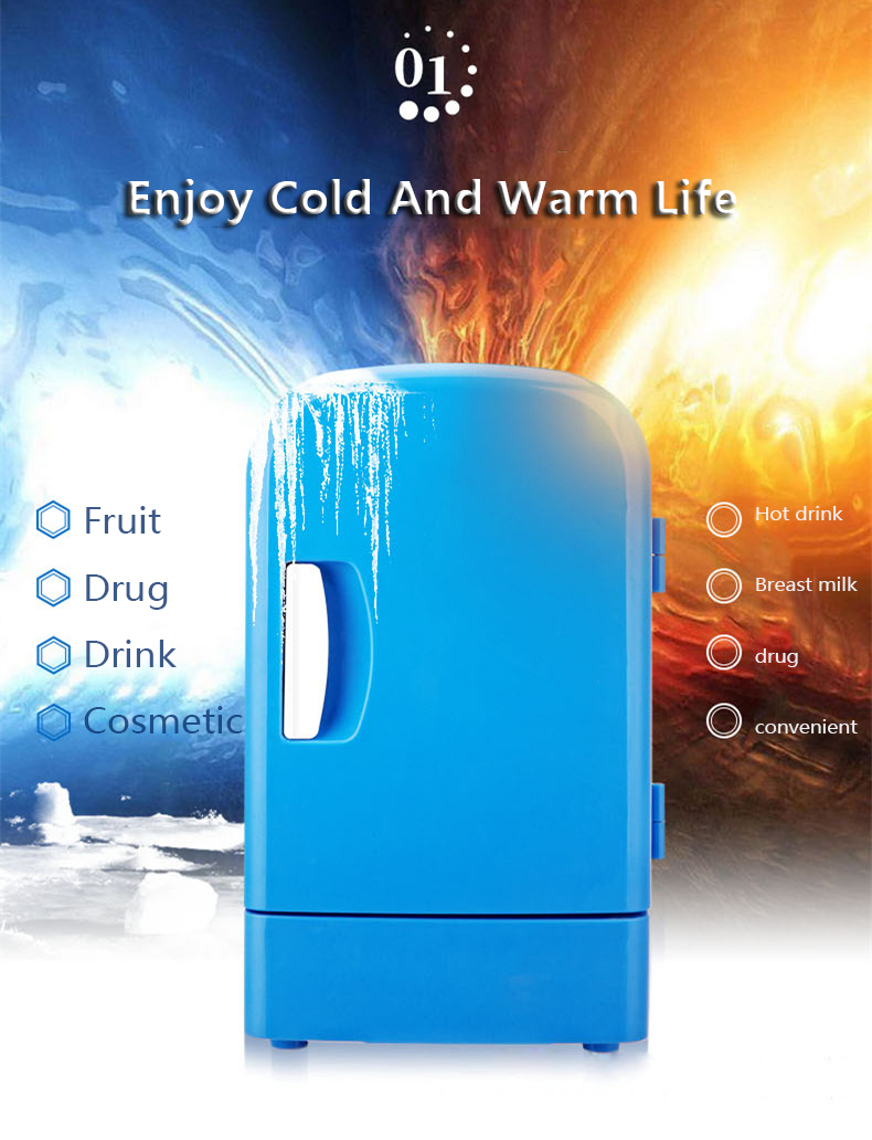 Mini Portable Car Refrigerator 4L Single Door Dual-Use Cooler Warmer Fridge Freezer Cooling Food Fruit Thermoelectric Fridge