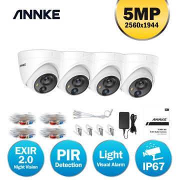 ANNKE 4pcs 5MP CCTV Cameras IP67 Waterproof Video Surveillance Outdoor Dome Camera IR Cut Filter Camera Kit