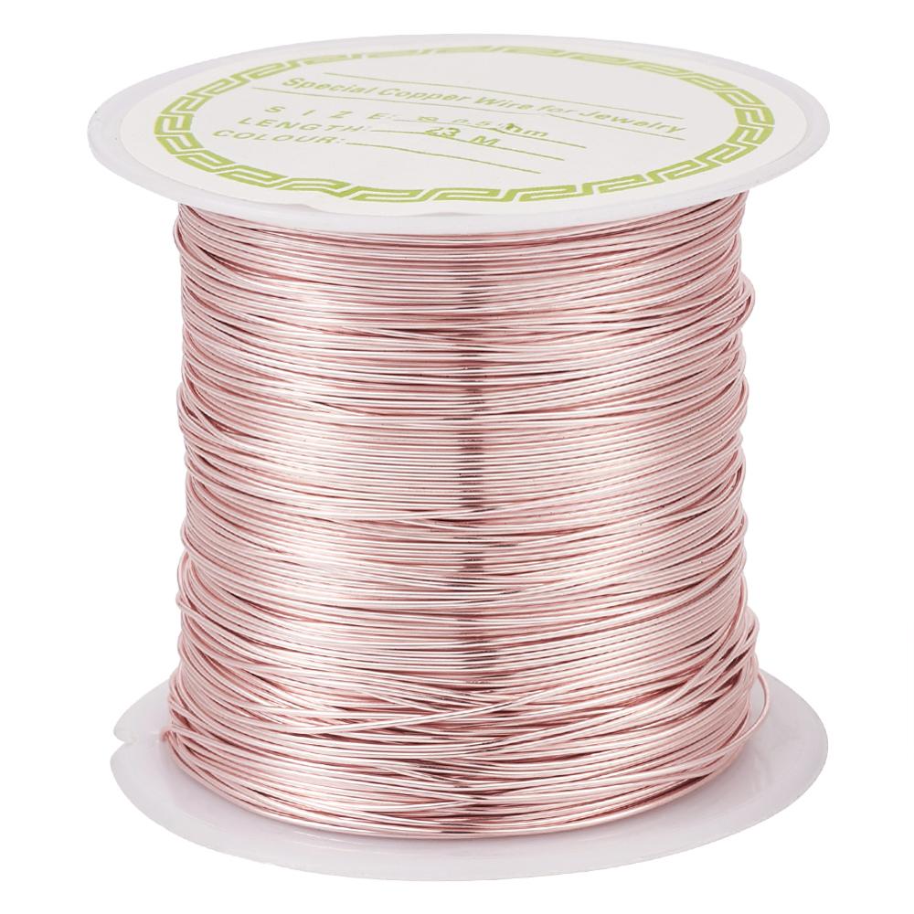 1Roll Copper Wire Copper Beading Wire Thread for Bracelet Necklace Jewelry DIY Accessories 0.5/0.6/0.7mm Rose Gold