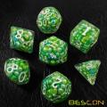 Bescon Olive Pearl Polyhedral Dice Set, Pearl Poly RPG Dice set of 7