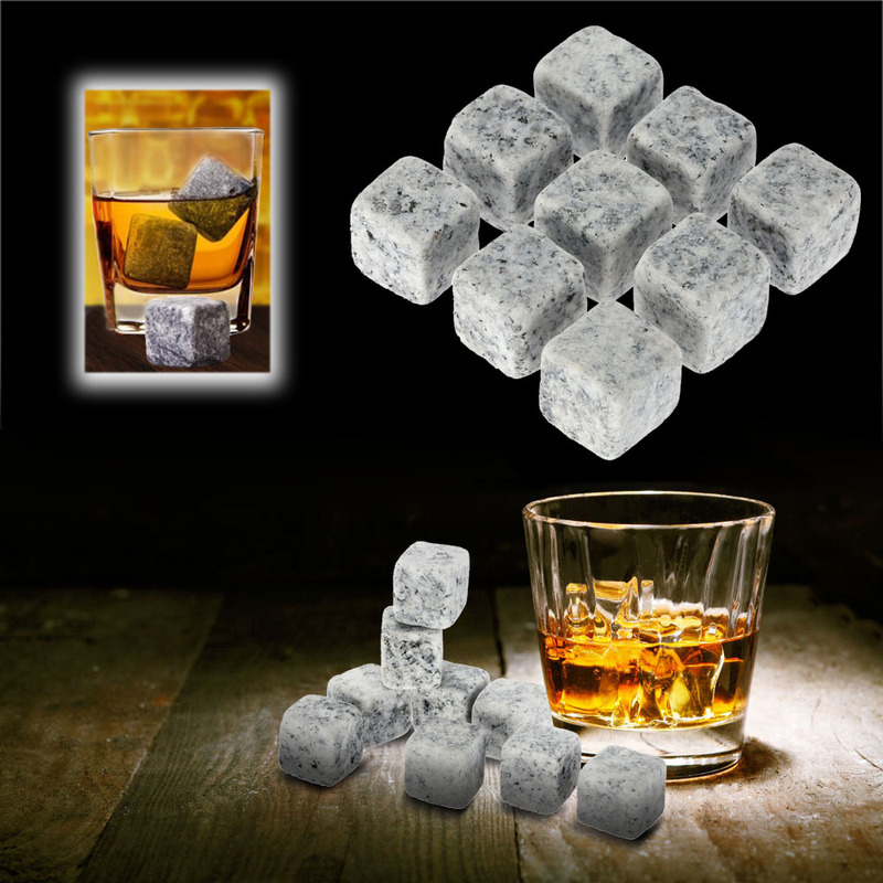 9 Pcs set Whisky Ice Stones Wine Drinks Cooler Cubes Whiskey Rocks Granite Pouch with Pouch