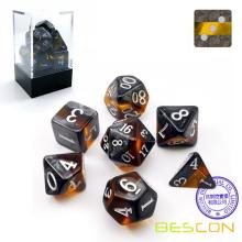 Bescon Mineral Rocks GEM VINES Polyhedral D&D Dice Set of 7, RPG Role Playing Game Dice 7pcs Set of AMBER