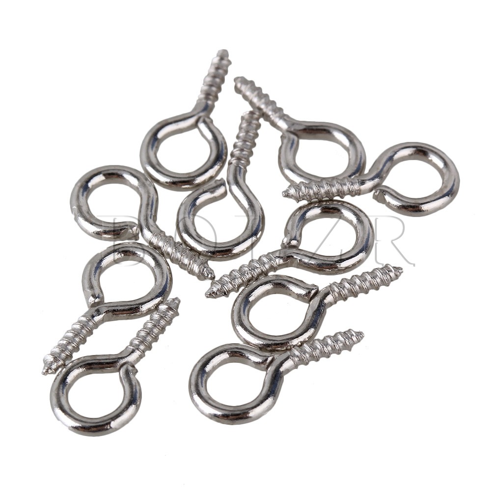 BQLZR 1000 x Small Mini Eye Hooks 0.3# Eyelet Screws Silver Iron Jewelry Findings