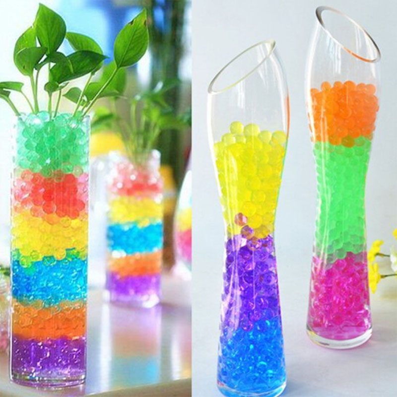 3000pcs/lot Crystal mud hydrogel crystal soil outdoor water beads vase soil grow magic balls colorful wedding home decorations