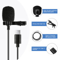 Mini Type C/3.5mm Clip-on Lapel Lavalier Microphone Condenser for Phone Hands-Free Wired Microphones Mic for Camera Computer