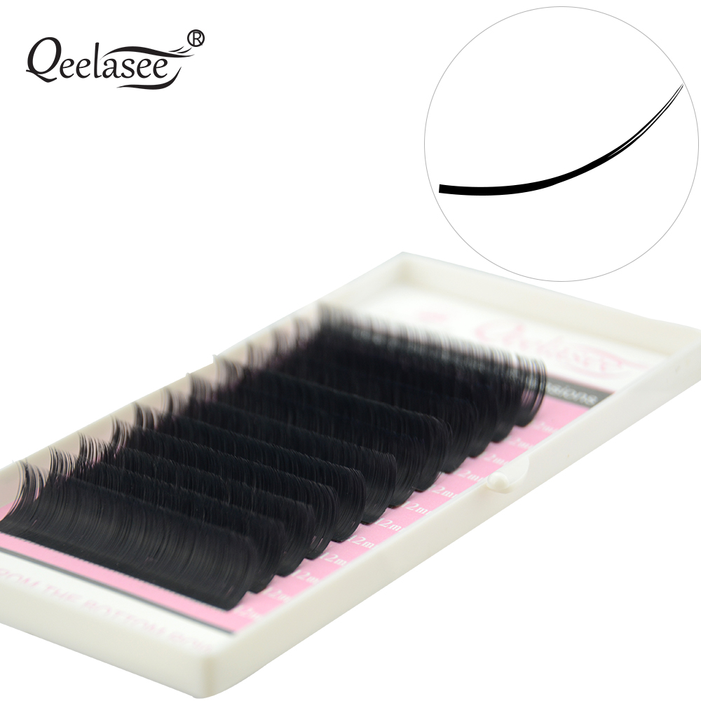 Qeelasee matte flat lashes split tips individual mink ellipse shaped natural light soft false ellipse eyelashes