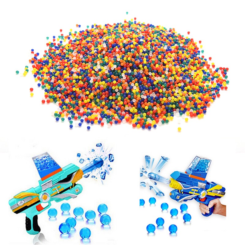 7mm Water Bullet Paintball 1 Bottle & 20000Pcs Color Crystal Soft Gun Toy Mud Grow Beads Balls Soil Guns Accessories Boy Toys