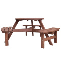 GIANTEX 6-Person Patio Wood Picnic Table Beer Bench Set Outdoor Patio Furniture OP70443