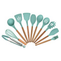 Wonderlife Silicone Cooking Utensils Set Non-stick Spatula Shovel Wooden Handle Cooking Tools Set With Storage Box Kitchen Tools