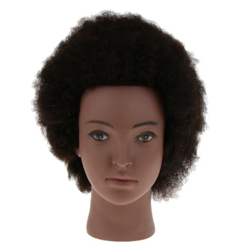 Black Afro Mannequin Head 100% Real Hair Hairdresser Training Head Manikin Cosmetology Doll Head