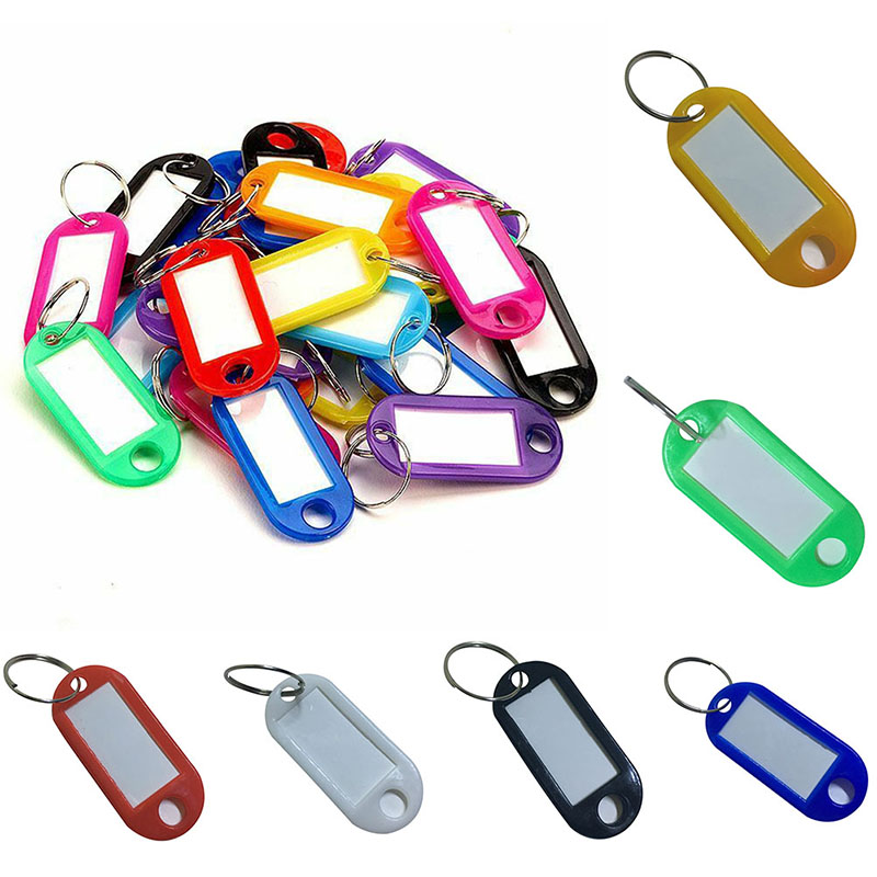 30 Pcs/Set Colorful Plastic Key Fobs Language ID Tags Labels Key Rings Name Tags With Split Ring For Baggage Key Chains Key Ring