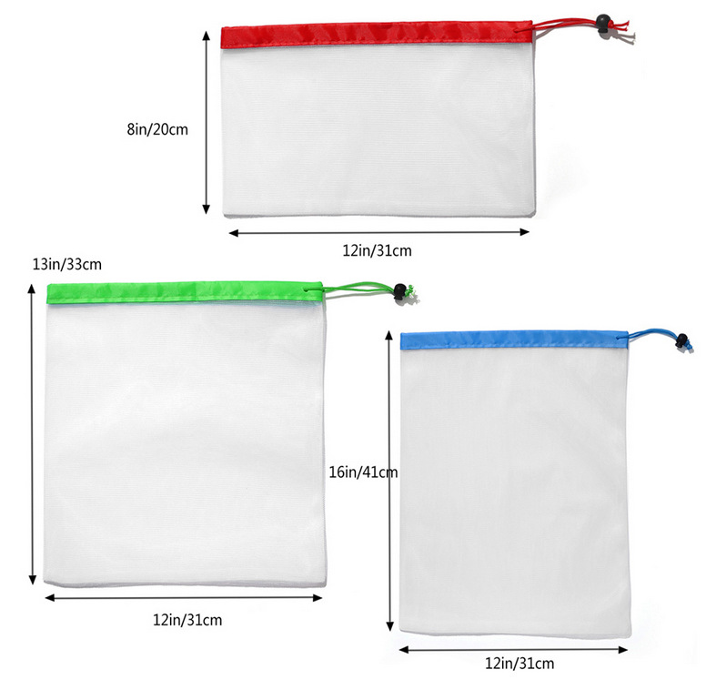 Washing machine storage bag Reusable Produce Mesh Bags Rope Vegetable Fruit Bag Adjustable Nylon String Kitchen accessories