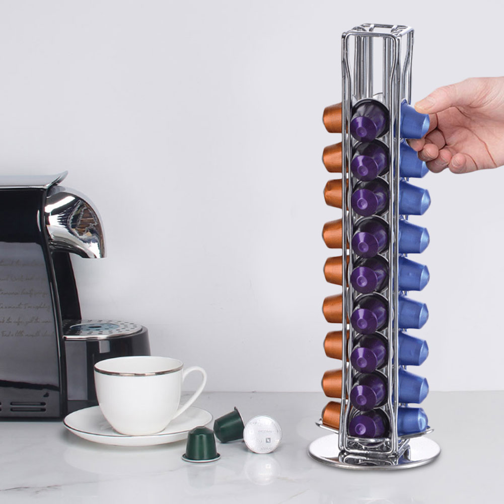40 Cups Nespresso Coffee Pods Holder Rotating Rack Coffee Capsule Stand Dolce Gusto Capsules Storage Shelve Organization Holder