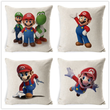 Cartoon Super Mario Brothers Cushion Cover Creative Cotton Linen Pillowcase Hotel Throw Pillow Case Almofada Cojine Decorative