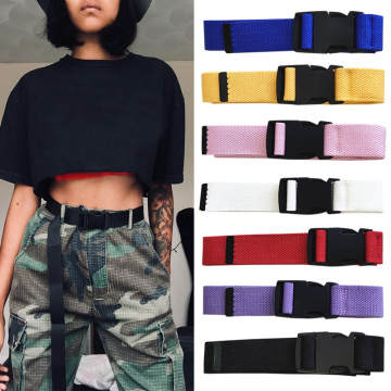 Women Men Belt Soft Fabric Adjustable Webbing Waistband Casual Canvas Waist Belts Plastic Buckle Long Strap Luxury Belt 2020 New