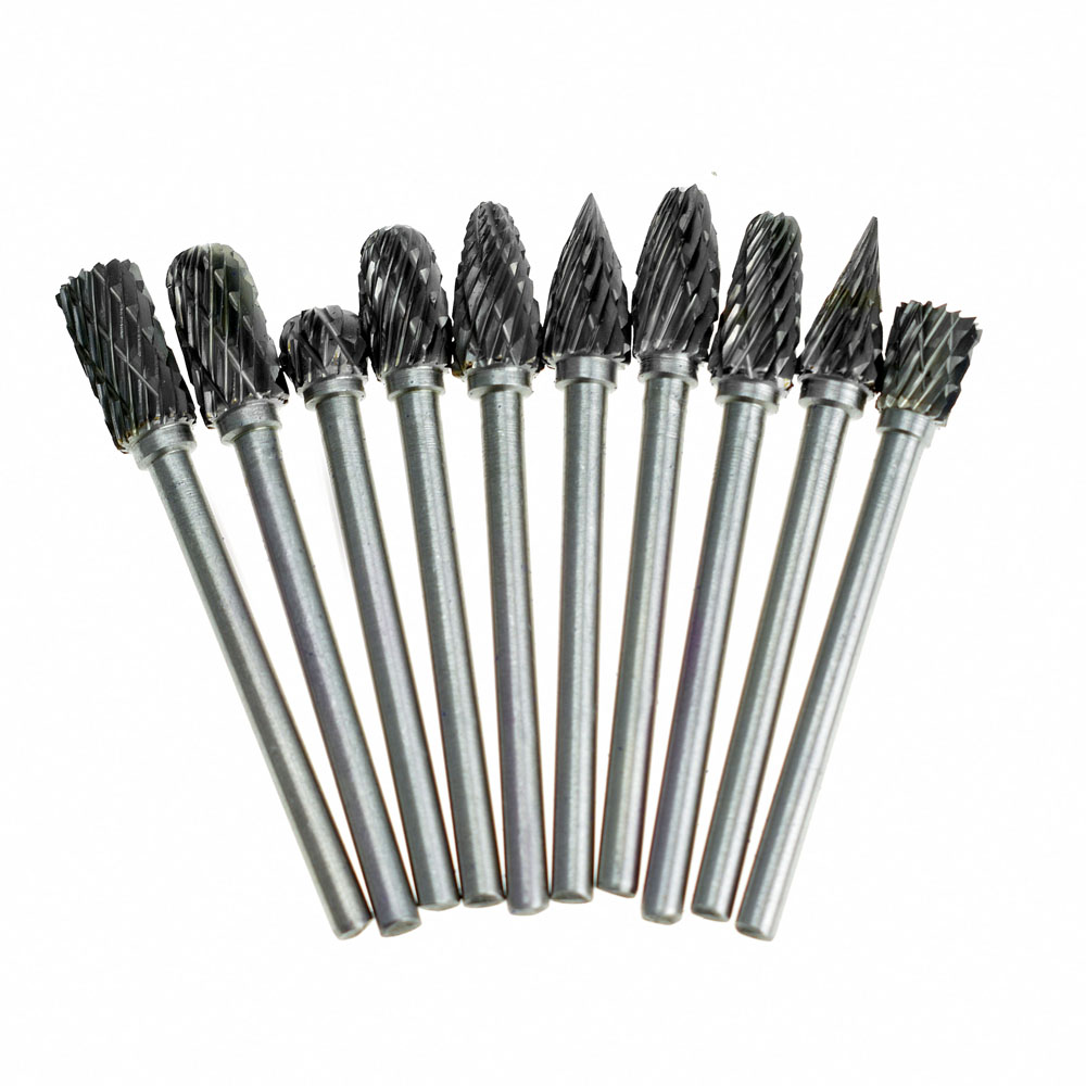 NEWACALOX 10pcs/20pcs Mini Glass Diamond Dremel Carbide Burrs Drill Bit Set Rotary Drill Bits for Metal Woodworking Carving Tool