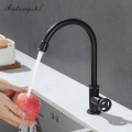 Kitchen Faucet Retro Industrial Style Single Cold Kitchen Sink Tap Matte Black Brass Faucet Water Faucet Deck Mounted WB1104