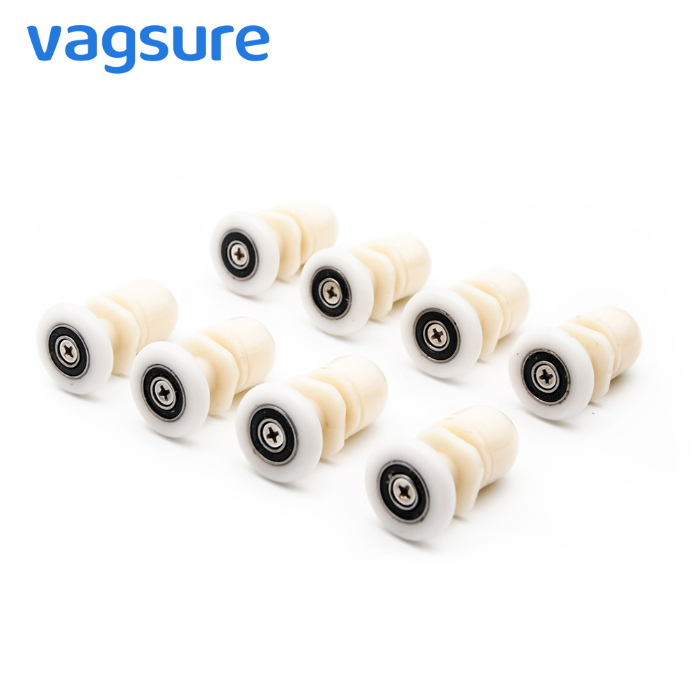 8pcs/lot 19/23/25/27mm Straight Plastic Wheels Runners Pulleys Sliding Shower Cabin Glass Door Bearing Roller Replacement Parts