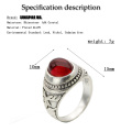 SUNSPICE Retro Vintage Bohemia Red Natural Stone Rings Round Crystal Relief Deer Ancient Men Antique Rings Women Ethnic Jewelry