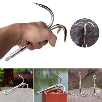 Stainless Steel Climbing Claw Ice Rock Hook Hiking Tools Large Outdoor Survival Mountaineering Flying Claw Grappling Hook