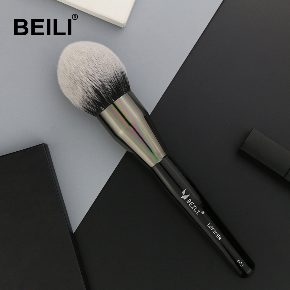 BEILI Black Big Powder Blush Definer soft Synthetic Hair Makeup Brushes Foundation Highlighter Fan Brush Eye Shadow Cruelty Free