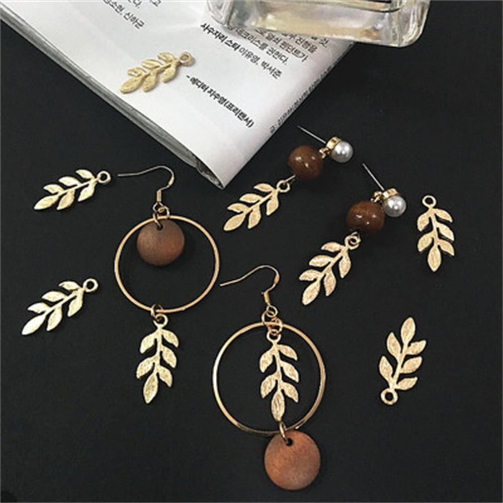 10 pcs/bag Gold Plated Leaf Connectors Metal Crafts Charms DIY Necklace Leaf Charms For Jewelry Findings Making DIY Accessories