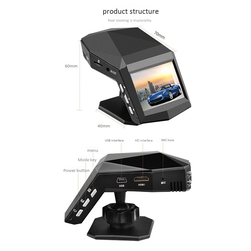 1080P Car DVR Camera Center Console Driving Recorder 2.0Inch HD Sn Night Vision Car Driving Recorder F100