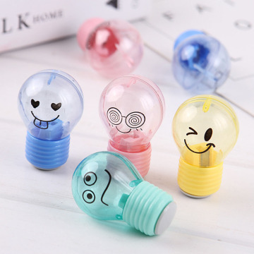 1pc Novelty Cute Mini Light Bulb Style Pencil Sharpener Creative Emotions Plastic Pencil Sharpener Kids Gifts Kawaii Stationery