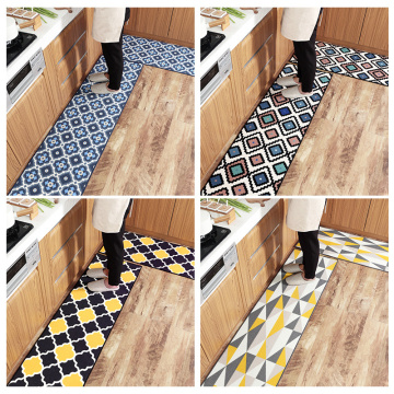 Geometric Long Kitchen Mat Carpet Oil And Water Absorbent Non-Slip Floor Mat Wear-Resistant Nylon Fabric Hallway Mat Kitchen Rug