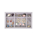 DIY Jewelry Box Drawer Storage Organizer Gray Soft Velvet Jewellery Earring Necklace Pendant Bracelet Tray