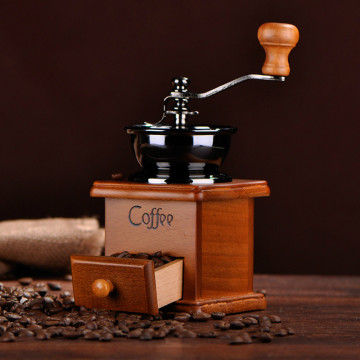 Manual Coffee Grinder,Europe Vintage Style Wooden Coffee Grinder Roller Grain Mill Hand Crank Coffee Grinders