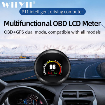 Universal P11 Car OBD2 HUD Head-Up Display GPS Speedometer Overspeed Warning Oil Water Temp Gauge Digital OBD2 Diagnostic Tool