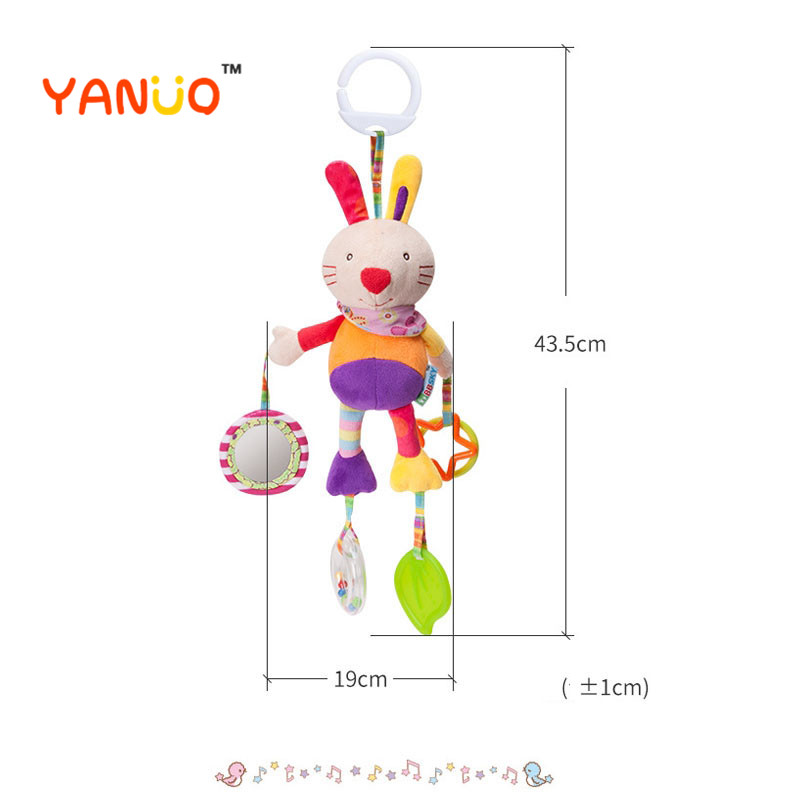 YANUO Cartoon Baby Toys 0-12 Months Bed Stroller Baby Mobile Hanging Rattles Newborn Plush Infant Toys for Baby Boys Girls Gifts