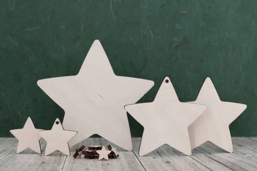 Wooden Star Shape r Plywood, Wooden Openwork Shape, Gift Tag Ornament, Easter Label Ornament