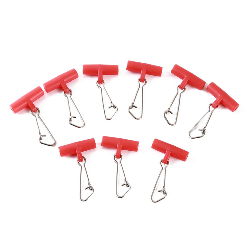 10pcs/set Fishing Sinker Slip Clips Blue Red Plastic Head Swivel With Hooked Snap Fishing Weight Slide Accessories