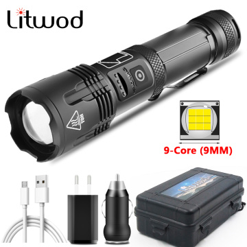 XHP100 9-core Led Flashlight Power Bank Function Torch Lantern Usb Rechargeable 18650 or 26650 Battery Zoomable Aluminum Alloy