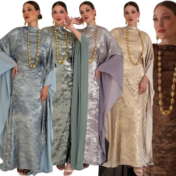 Shining Bat Sleeve Kaftan Abaya Dress for Women