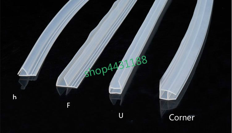 5M 6mm/8mm/10mm/12mm F U H Shape Glass Door Seals Silicone Rubber Shower Room Door Window Glass Seal Strip Weatherstrip Window