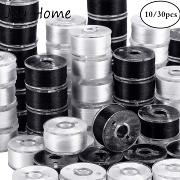 10/30Pcs Black White Sewing Machine Bobbins Spool Plastic Sewing Bobbins with Thread for Home Embroidery Machines Sewing Tools